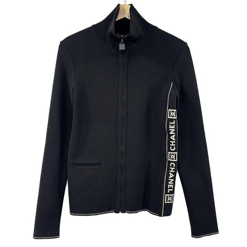 Giacca leggera donna nera bianca originale CHANEL P22075