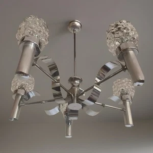 Lustre Vintage 1970 Helena Tynell 5 Feux Space Age Futuriste Chrome - Picture 1 of 12