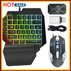 Kabelgebundene mechanische Tastatur RGB Maus Konverter Combo Set Gamer mit Hinte - Afbeelding 1 van 10