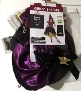 Brilla en la Oscuridad Noche Estrellada Bruja Vestido Niños Niña Disfraz S 6/6X - Imagen 1 de 4