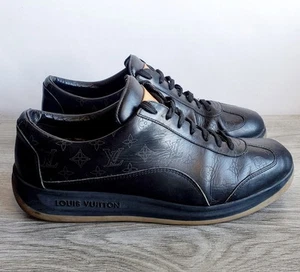 Louis Vuitton LV Monogram Schwarz Leder Schuhe Turnschuhe Sneaker UK 8,5 - Bild 1 von 13