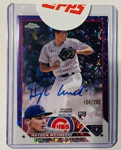 2023 Topps Chrome Update Hayden Wesneski #ACHW Purple Speckle Auto RC/299 Astros - Picture 1 of 2