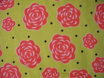 MOD AMAPOLA FLORES ROSA CALIENTE FLOR VERDE LIMA TELA DE ALGODÓN FQ  Foto 1 de 4