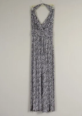 Open Back Wide Leg Jumpsuit Leopard Print Size S Rhinestone Embellished Top G126 - Image 1 of 4