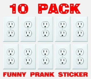 FUNNY ELECTRICAL OUTLET Stickers 10 Pack Prank Fake Joke Decal Sticker custom - Picture 1 of 2
