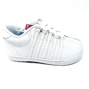 K-Swiss scarpe da ginnastica casual classiche triple bianche neonato 20100 taglia 8 - Foto 1 di 6