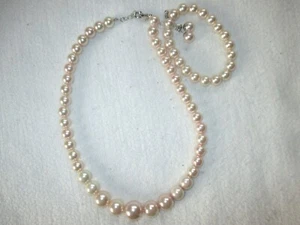 Schmuck-Set, Perlenkette, Perlen Schmuckset aus Glaswachsperlen creamfarben - Bild 1 von 1