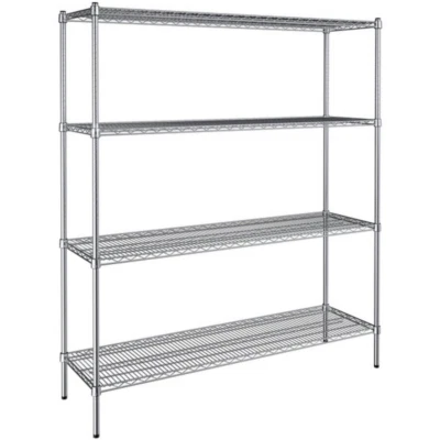 Chrome 4 Tier Wire Shelving Metal Storage Shelf Home Office Kitchen Stand Rack - Image 1 of 4