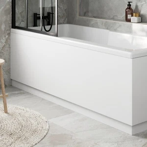 Front Side Bath Panel Bathroom Modern Easy Cut 1700mm MDF White Gloss Plinth - Picture 1 of 9
