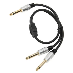 6.35mm TRS Stereo Jack To Dual 6.35mm Mono Plug Y Splitter Insert Cable For - Picture 1 of 22