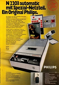 3w21868/ Alte Reklame aus 1972 – PHILIPS N2203 automatic Cassetten Recorder - Picture 1 of 1