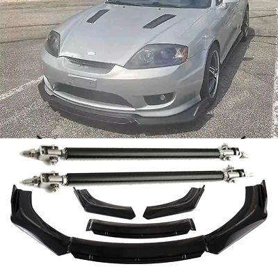 For Hyundai Tiburon Bumper Lip Spoiler Splitter Body Kit + Strut Rods Glossy - Изображение 1 из 4