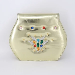 Gold Edelsteine Umhängetasche Handtasche Damen klein rund Akkordeon Handtasche Schultertasche - Bild 1 von 15