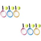 6 Sets Simulated Tennis Miniature Racket Decoration Round