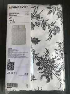 IKEA ALVINE KVIST weiß/grau/schwarz Blumen Doppel Bettbezug Set 200x200cm NEU - Bild 1 von 7