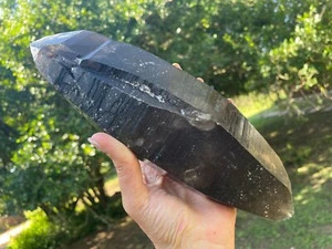 Zomba Smoky Quartz doppia terminazione XL grande singolo cristallo 3,38 libbre 9,8" - Foto 1 di 12