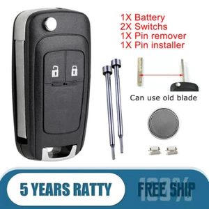 Car Flip Key Fob Case Shell Replacement for Vauxhall Opel Mokka Meriva Karl Viva - Picture 1 of 12