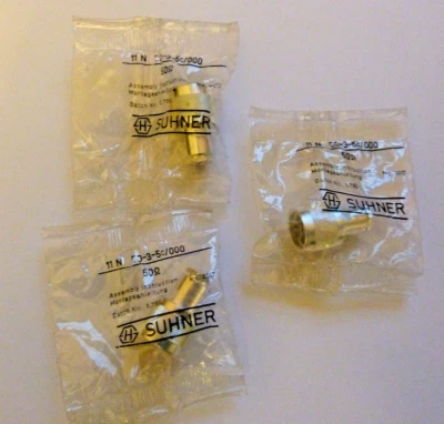 3 OFF Suhner N Type Male Plug For Cable Size RG58, RG223, RF-195, LMR200 50 Ohms - Image 1 of 2