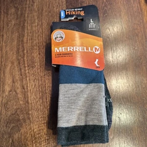 NEW Men’s Merrell Medium Weight Hiking Socks In Dark Charcoal/Teal, L - Picture 1 of 5