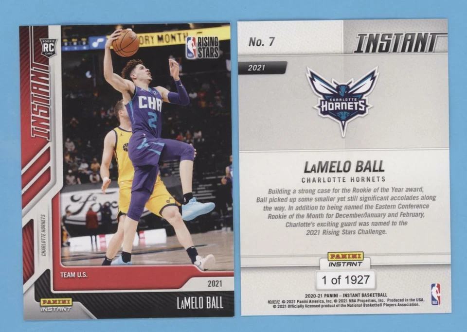 LaMelo Ball 2020-21 Panini Instant RISING STARS Rookie #7 HORNETS (PR 1927) QTY - Image 1 of 1
