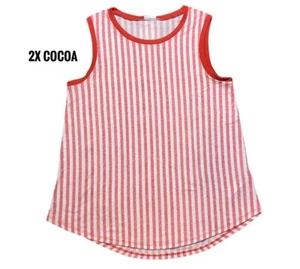 Canotta smanicata 2Xl LuLaRoe cacao rosso bianco righe adatta 20/22 - Foto 1 di 1