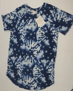 LuLaRoe Axel Dark Blue Tie-Dye with Stars T-Shirt Size XXS NWT - Picture 1 of 4
