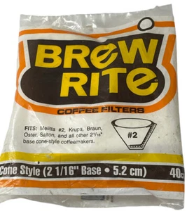 Brew Rite Coffee Filters, Cone Style #2 USA 1980's New NOS Vintage - Picture 1 of 7