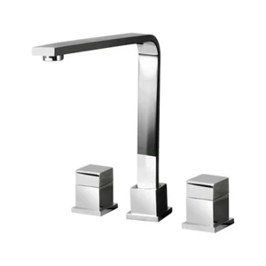 ¡NUEVO! Grifo de cocina Sir Faucet 744 - Cromo, doble mango, arco bajo, giratorio 360° - Imagen 1 de 19