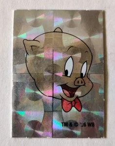 1996 Borden Cracker Jack Looney Tunes #1 Porky Pig Mini Prism Sticker Card - Picture 1 of 2