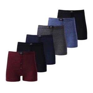 3-12 Men's Plain Boxer Shorts Button Fly Underwear High Impact Cotton Rich S-5XL - Picture 1 of 3