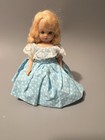 NANCY ANN STORY BOOK DOLL, 5.5” BLONDE SLEEPY EYES Blue White Polkadot Dress