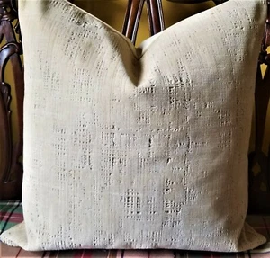 Donghia HEIRLOOM Velvet Antique Beige Ivory Distressed Velvet Custom Pillow cvr - Picture 1 of 12