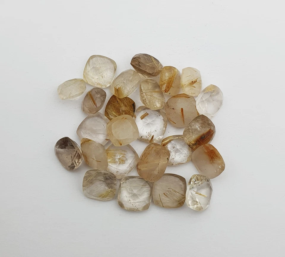 Natural Golden Rutile Quartz Loose Stone Square Cushion Cut 12 MM 50 CT 9 Pcs - Image 1 of 4