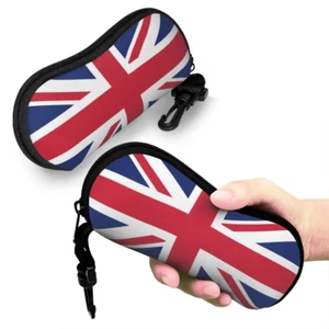 UNION JACK BRILLENETUI AUS WEICHEM NEOPREN MIT SICHEREM SCHLÜSSELANHÄNGER & REIßVERSCHLUSS - Bild 1 von 7