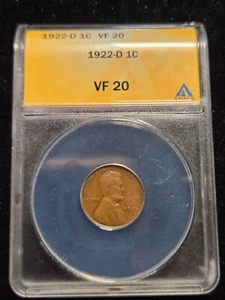 1922-D Lincoln Wheat Cent ANACS VF20 (Z-0834) - Picture 1 of 2