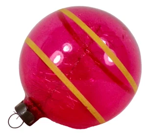 Franke Christmas Ornament Red Transparent Long Branch Tinsel Yellow Stripe #1147 - Picture 1 of 8