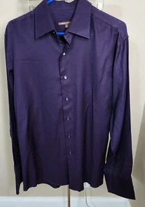 BCBG ATTITUDE Mens Shirt Purple Modern Fit men M 16 34/35 Long Sleeve - Picture 1 of 4