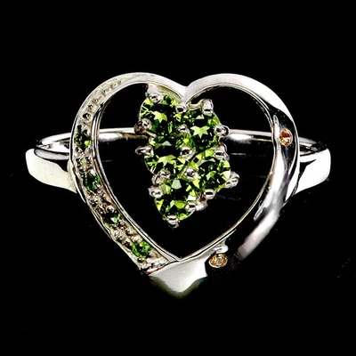 Anel de prata esterlina 925 redondo cromado diópsido safira joia tamanho 8 - Imagem 1 de 4