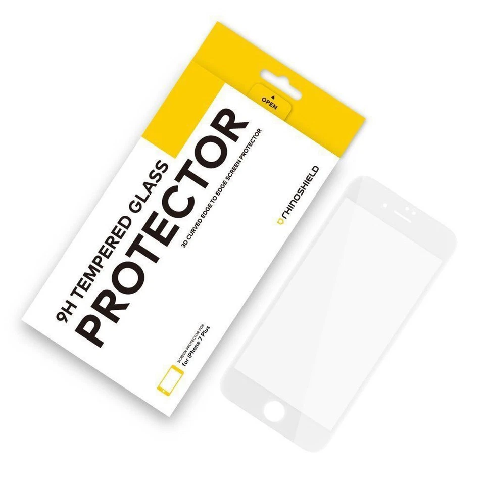 Protetor de tela de vidro temperado RhinoShield 9H 3D curvo ponta a ponta para iPhone - Imagem 1 de 1
