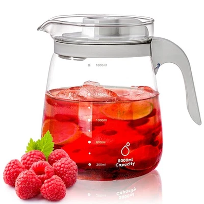 Стеклянный кувшин для воды 64 унции кувшин для чая со льдом графин с крышкой половина галлона теплоотвод - Изображение 1 из 4