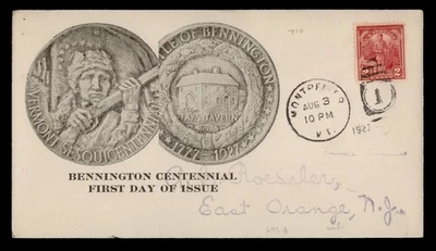 DR WHO 1927 FDC #643 VERMONT BENNINGTON ROESSLER w14810 - Image 1 of 2