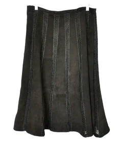 Falda Mark Alan Vintage Mujer Talla Grande Negra Gamuza Cuero Acampanada Cintura Cremallera - Imagen 1 de 13