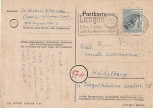 ALEMANIA/BERLÍN: Postal Charlottenburg 1948, cancelación Medicin TBC. - Imagen 1 de 1