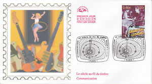 Enveloppe 1er jour CEF  Soie 2001 Le Siècle au fil du timbre Communication 3