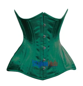 Green Underbust Satin Waist Body Shaper  Women Hourglass Steel Boned Corset C20S - Picture 1 of 4