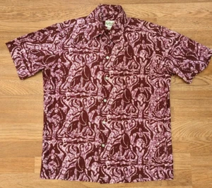 Men's Kahala Hawaiian Shirt Medium? Vintage 60s / 70's Butterfly Collar Maroon - Picture 1 of 4
