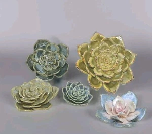 Handmade Glazed 3D Ceramic Succulent Flower Sculpture Modern Art Tablescape ¹ - Picture 1 of 45