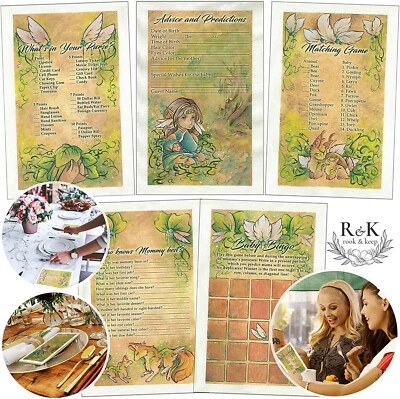 Magical Woodland Baby Shower Games Set ~ 4 Games + Advice Card New and Sealed - Image 1 of 3