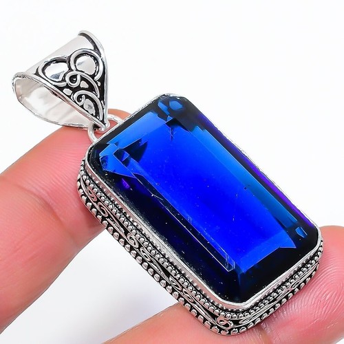 VETEMENTS Ciondolo Argento Sterling 925 Pietra Preziosa Tanzanite Fatto a Mano