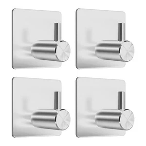 4x Ganchos adhesivos para toallas de pared de acero inoxidable para batas - Picture 1 of 7